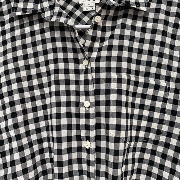 J Crew Gingham Tie Front Button up - Picture 2 of 7